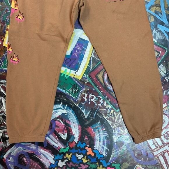 Neff “It’s All Good” Polar Bear Sweatpants | Brown Flame Joggers | Size XL - Picture 3 of 13